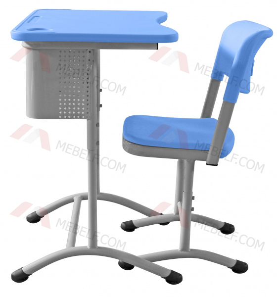 Школьный стол с перфорированным экраном ШСТ13 и стул ШС01, синий